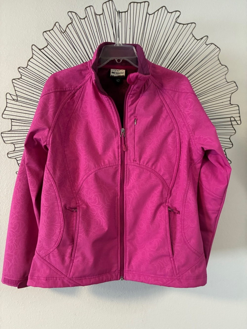 Double Diamond Soft Shell Jacket Berry Pink Fleece Lining Size L